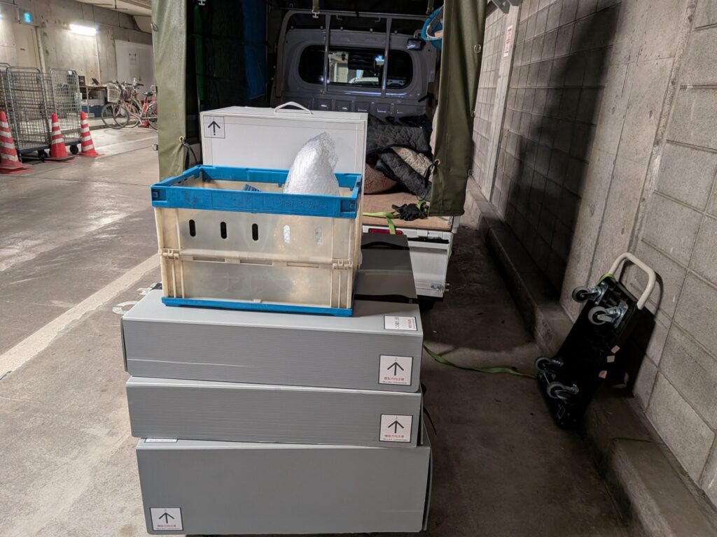 名古屋へ運ぶ建築模型の梱包状態