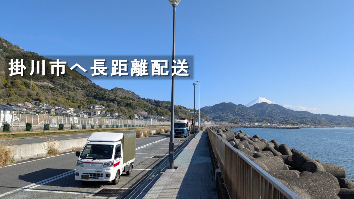 東名高速由比PAで富士山と赤帽トラック