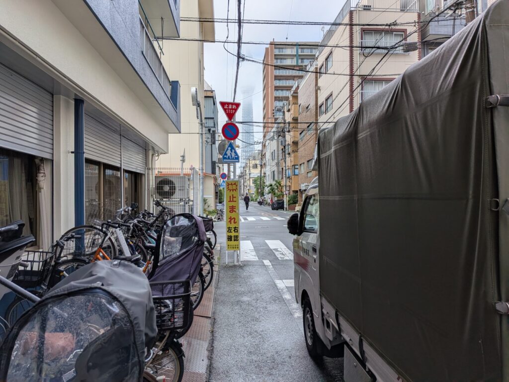 墨田区での配送エリアの様子（スカイツリー付近）